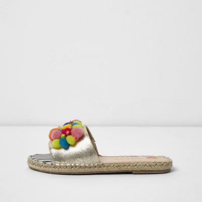 River Island Womens Pom Pom Espadrille Mules