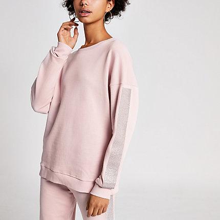 River Island Womens Diamante Long Sleeve Sweatshirt