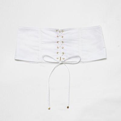 River Island Womens White Poplin Lace-up Belt