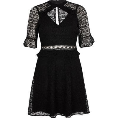 River Island Womens Lace Frill Waisted Dress