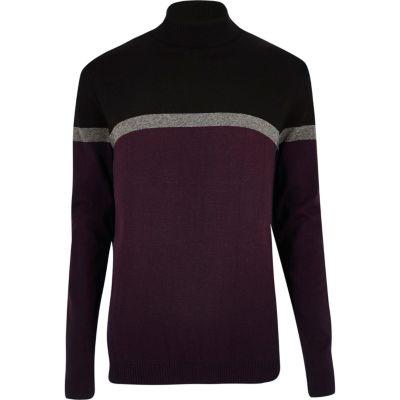 River Island Mens Block Roll Neck Sweater