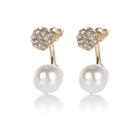 River Island Womens Pearl Rhinestone Front And Back Earrings