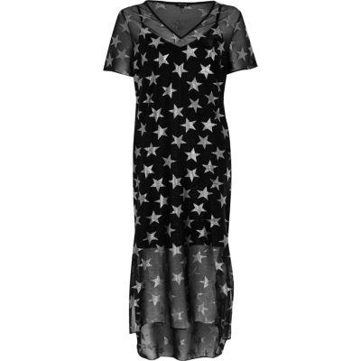 River Island Womens Metallic Star Print T-shirt Dress