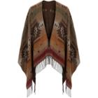 River Island Mensbrown Geometric Pattern Tasselled Cape