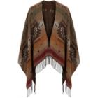 River Island Mensbrown Geometric Pattern Tasselled Cape