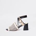 River Island Womens Frayed Open Toe Block Heel Mule