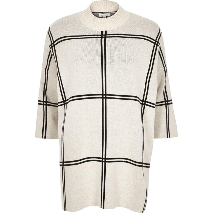 River Island Womens Check Half Sleeve Jumper