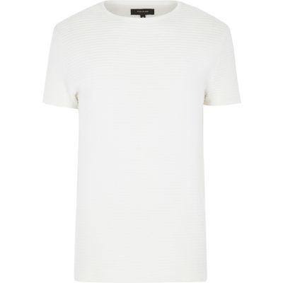River Island Mens White Ribbed Short Sleeve Top