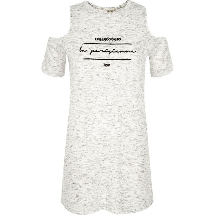 River Island Womens Parisienne Print Cold Shoulder T-shirt