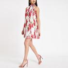 River Island Womens Floral High Neck Pleated Swing Dress