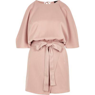 River Island Womens Nude Cold Shoulder Wrap Skort Playsuit