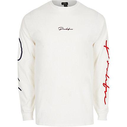 River Island Mens White 'prolific' Long Sleeve Print T-shirt