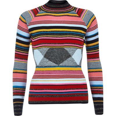 River Island Womens Stripe Knit Turtleneck Sweater