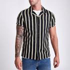 River Island Mens Twill Stripe Print Short Sleeve Shirt