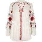 River Island Womens White Long Sleeve Embroidered Top