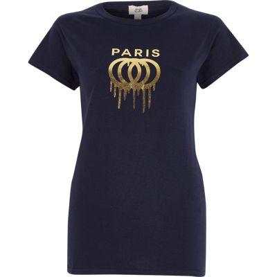 River Island Womens 'paris' Foil Print Fitted T-shirt