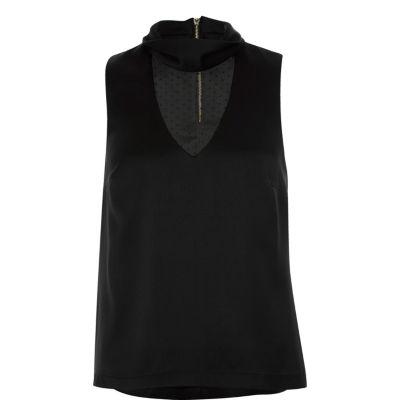 River Island Womens Satin Mesh Panel Choker Top