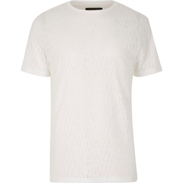 River Island Menswhite Pattern Short Sleeve T-shirt