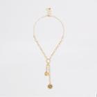 River Island Womens Gold Colour Chain Coin Necklace