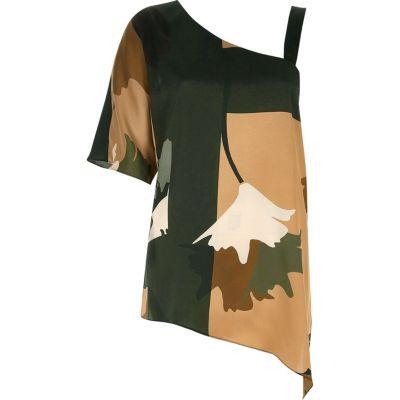 River Island Womens Print Asymmetric One Shoulder Top