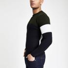 River Island Mens Block Cable Muscle Fit Jumper
