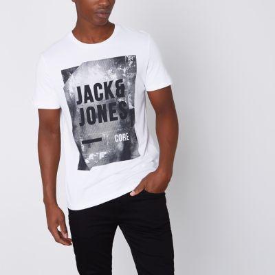 River Island Mens Jack And Jones Core White Printed T-shirt