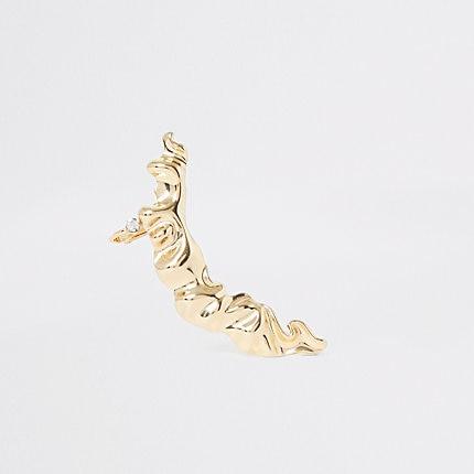 River Island Womens Gold Color Battered Earring Cuff