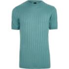 River Island Mens Green Chunky Ribbed Muscle Fit T-shirt