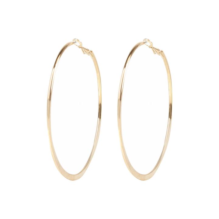 River Island Womens Gold Tone Medium Flat Bottom Hoop Earrings