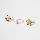 River Island Womens Gold Tone Flower Rings Pack