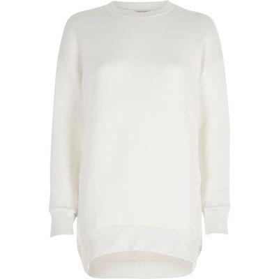 River Island Womens White Dip Hem Sweatshirt