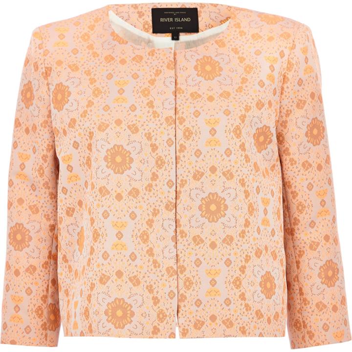 River Island Womens Floral Jacquard Cropped Jacket
