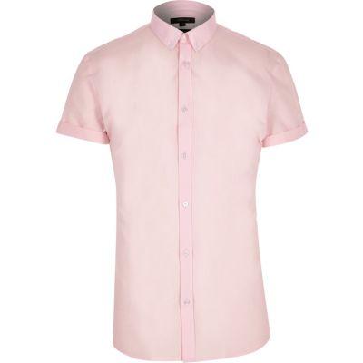 River Island Mens Short Sleeve Slim Fit Smart Shirt