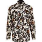 River Island Mens Floral Print Long Sleeve Button-up Shirt