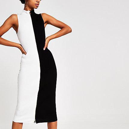 River Island Womens Mono Blocked Zip Front Front Dress
