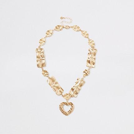 River Island Womens Gold Color Heart Pendant Necklace