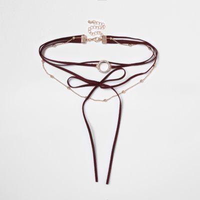 River Island Womens Rhinestone Circle Layer Bolo Choker