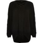 River Island Womens Cable Knit Lace Up Front Sweater
