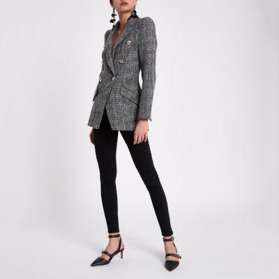 River Island Womens Tweed Double Breasted Tux Jacket