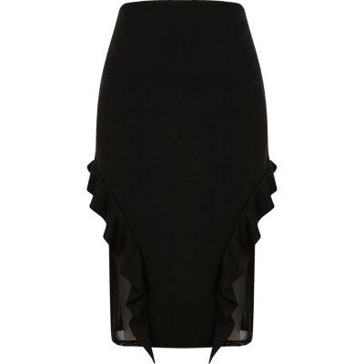 River Island Womens Frill And Mesh Midi Pencil Skirt