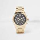River Island Mens Gold Tone Chain Link Strap Face Watch