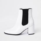 River Island Womens White Block Heel Ankle Boots