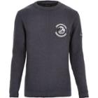 River Island Mensblack Ribbed Badge Sweater