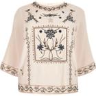 River Island Womens Plus Floral Embroidered Top