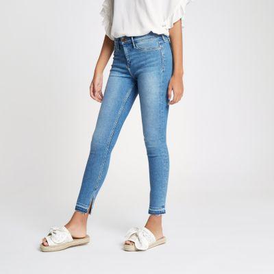 River Island Womens Molly Split Hem Mid Rise Jeans