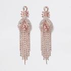 River Island Womens Rose Gold Tone Jewel Ball Chain Drop Earrings