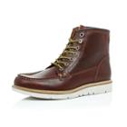 River Island Mensbrown Leather Modern Hiker Boots