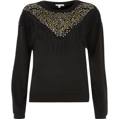 River Island Womens Western Fringe Sweatshirt