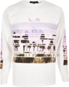 River Island Menswhite La Print Long Sleeve T-shirt