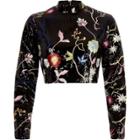 River Island Womens Sequin Embroidered High Neck Crop Top
